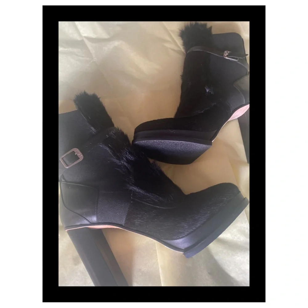 N°21 Alessandro Dell'Acqua Italian Luxury Haircalf Platform Boots